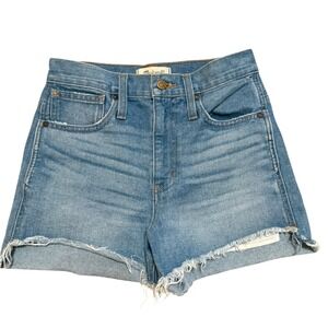 Madewell High-Rise Denim Shorts Light Wash Raw Hem 100% Cotton Size 24 Coastal